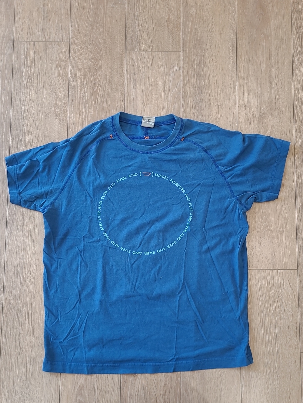 Y2K Men's Small Diesel Blue Short-Sleeve Logo Tee
